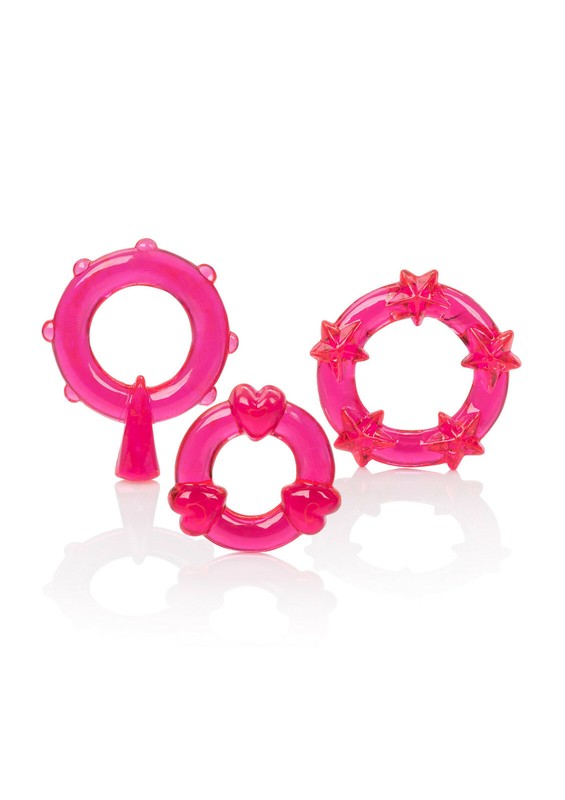 CalExotics Magic C-Rings Cock Ring Set of 3 Rings Penis and Clit Holder Toy Kit