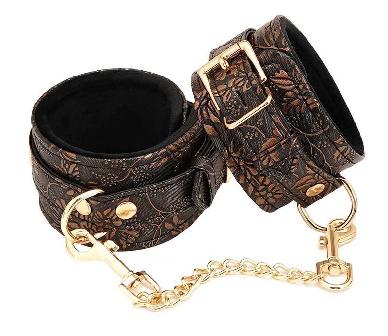 Faux Leather Floral Print Wrist Restraints