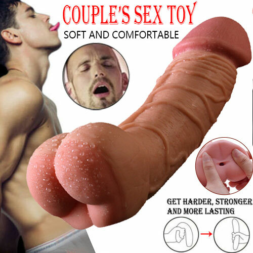 2 in 1 Realistic Dildo Male Penis Sleeve Pocket-Pussy Anal Sex Toys for-Couples