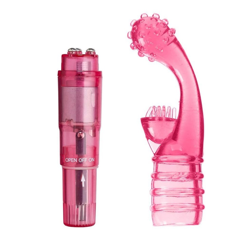 Pocket Rocket Vibrator with Curved G-Spot & Clitoral Stimulating Head Attachment