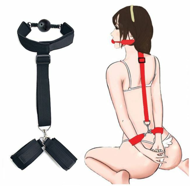 Restraint Mouth Gag Ball Back Handcuff Bondage Play Couples US Seller