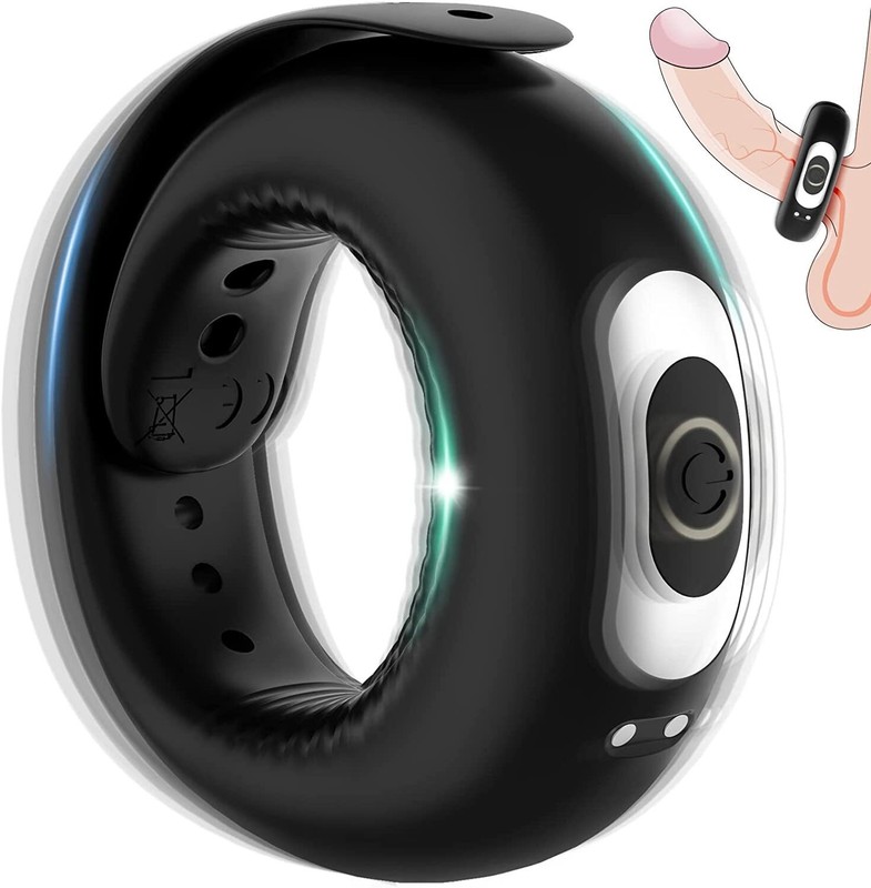 Vibrating-Cock Ring Rechargeable Adjustable Silicone Penis Rings Sex Toy for Men
