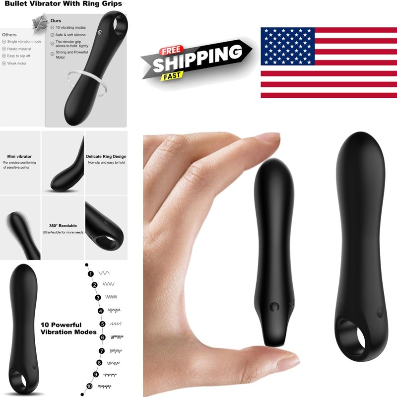 Rechargeable Mini Vibrator Black Silicone for Precise Sensitive Spot Stimulation
