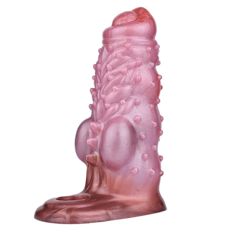 Silicone Reusable Tooth Penis Sleeve Male Wearable Hollow Dildo Cover Lengthen