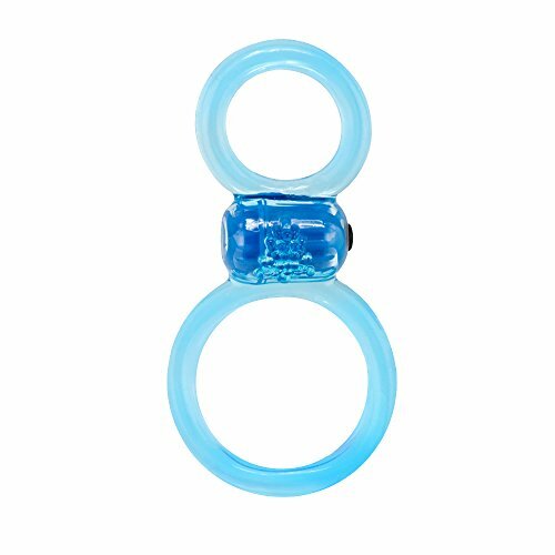 Ofinity Plus Super Stretchy Vibrating Double Silicone Cockring Waterproof Blue