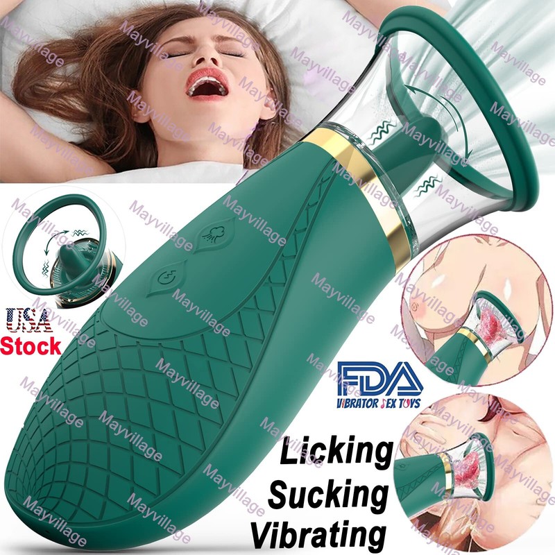 Sucking Vibrator G Spot Dildo Massager Tongue Oral Clit Licking Sex Toys Women
