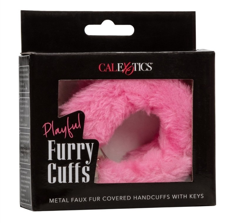 CalExotics Furry Fuzzy Costume Handcuffs Wrist Cuffs Soft In Pink Role Play