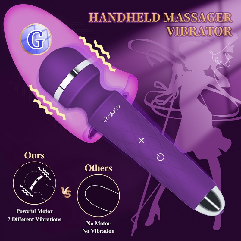 7 Modes Handheld Massager, Personal Massager with Powerful Vibration - purple gallery