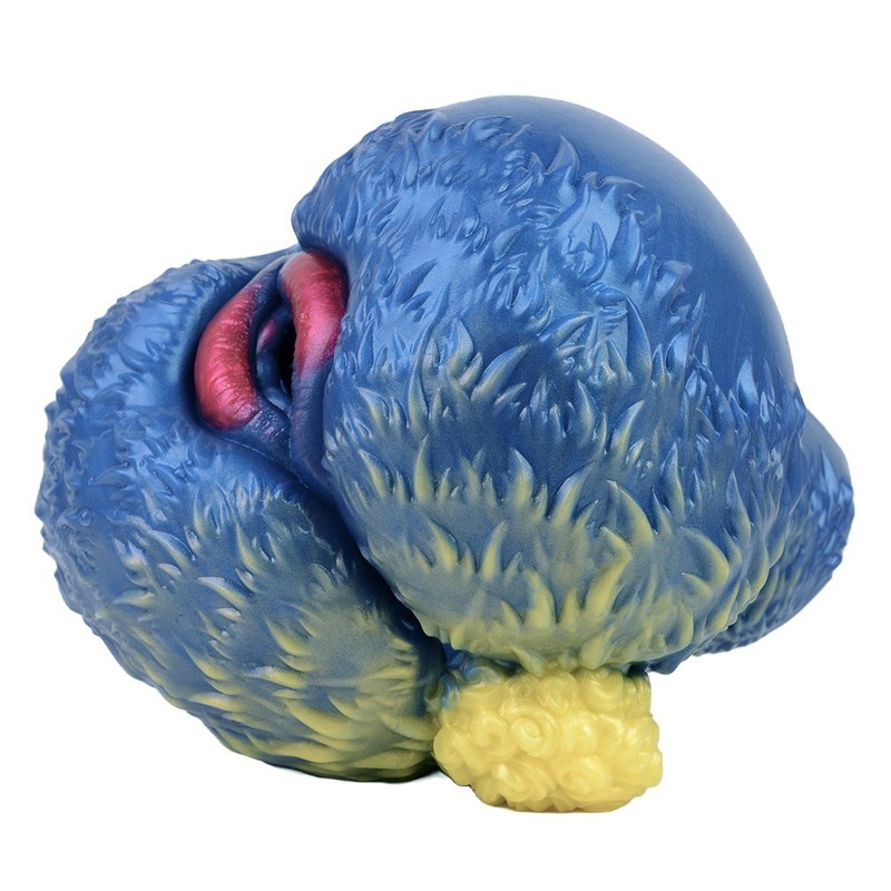 Liquid Silicone Masturbator Cup blue color Simulated hair with a pink anus gallery