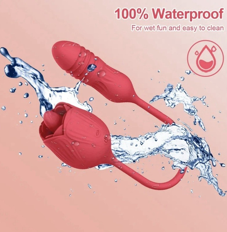 Doble Vibrador Succión Rosas y Vibrador de Empuje Clítoris Punto G, USB, 10 Modo gallery