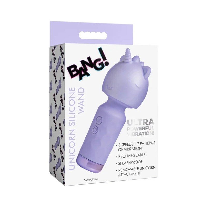 Bang! Unicorn Rechargeable Silicone Wand – Iridescent Lavender Mini Vibrator