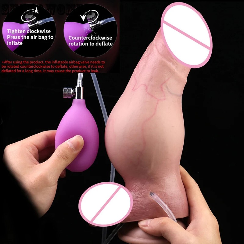 Thick Inflatable&Ejaculating Dildo 23cm Long Realistic Inflating Penis Sex Toys gallery