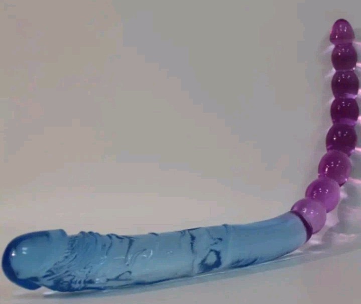 Double Ended Dildo Flexible Anal and Vaginal Use 18.5" Inches Blue Pink gallery