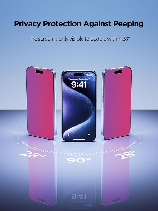 iPhone 15 Privacy Screen Protector 6.1 Inch Tempered Glass Easy Installation Kit gallery