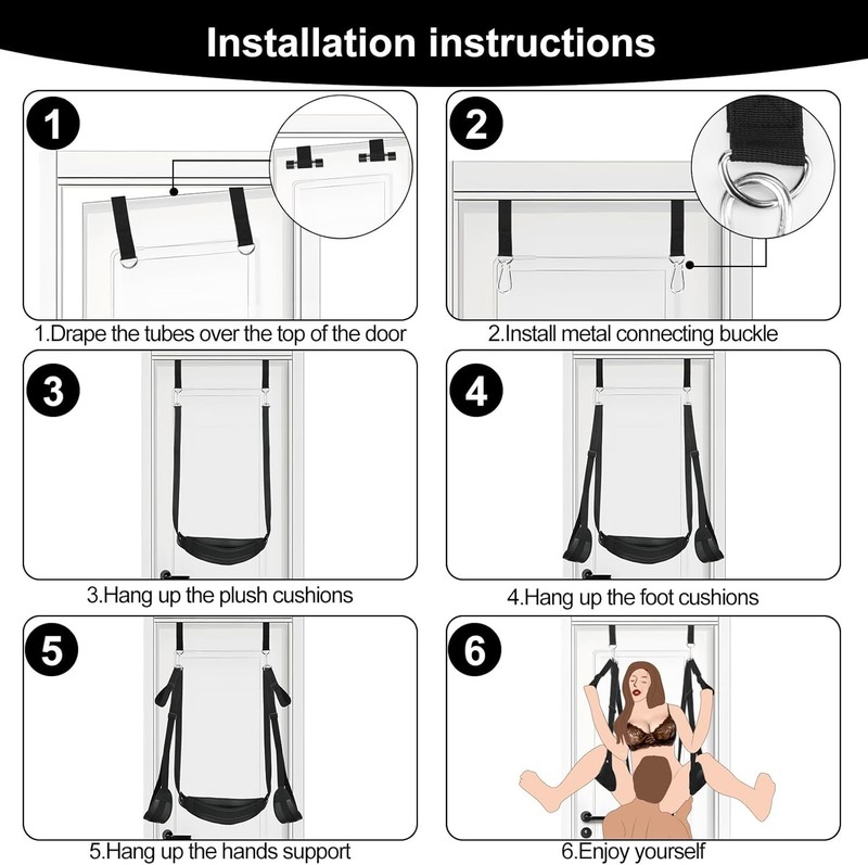 BDSM Door Sex Toys Sex Swing Bondage Slave Leather Soft Plush Sex Slings with Ad gallery