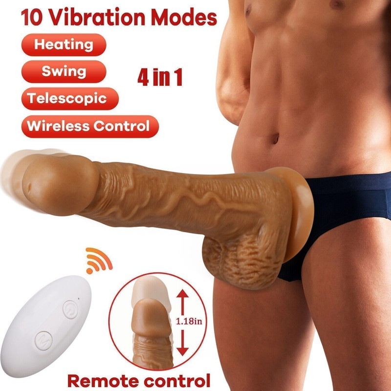 Heating Telescopic Dildo Huge Dick Vibrator Penis Suction Cup Women Man Sex Toy