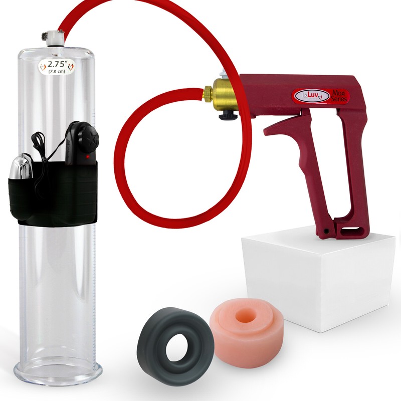 Maxi Red Handle Silicone Hose | Vibrating Penis Pump 9&Prime;/12&Prime; Length | Donut & Bla