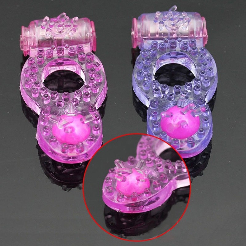 2PK Vibe Penis Cock Ring with Stimulator vibradores sexuales Pink and Purple