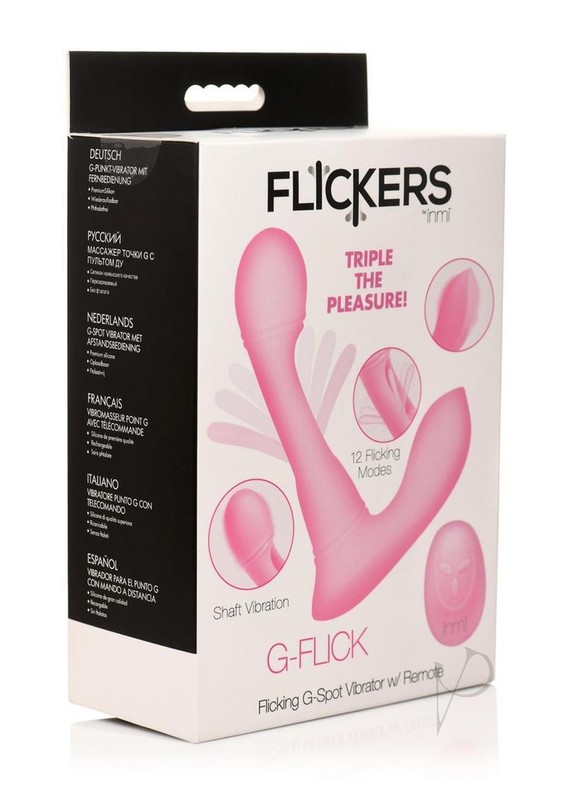 Flickers G-Flick Flicking G-Spot Rechargeable Silicone Vibrator with Remote - Pi