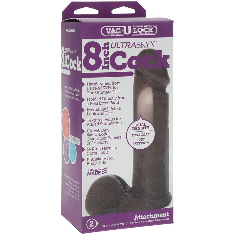 Dildo Vac-U-Lock 8&Prime; Cock Realistic Dong Sex Toy Chocolete
