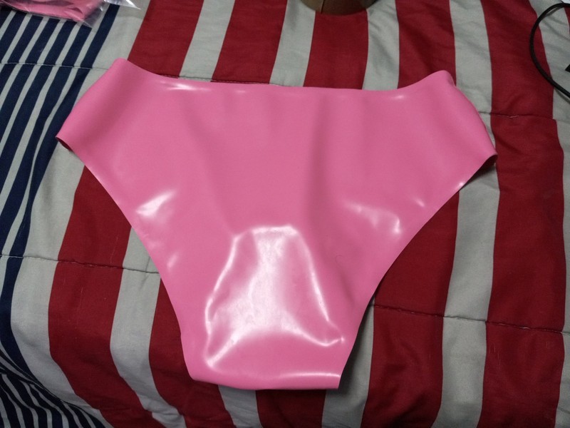Latex Vaginal Pink Briefs Rubber Panties Sheath BDSM Fetish Customize 0.4mm XL gallery