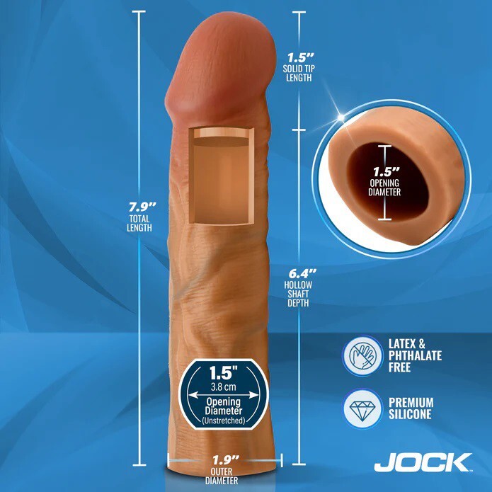 Jock 1.5" Silicone Penis Extension Sleeve Tan gallery