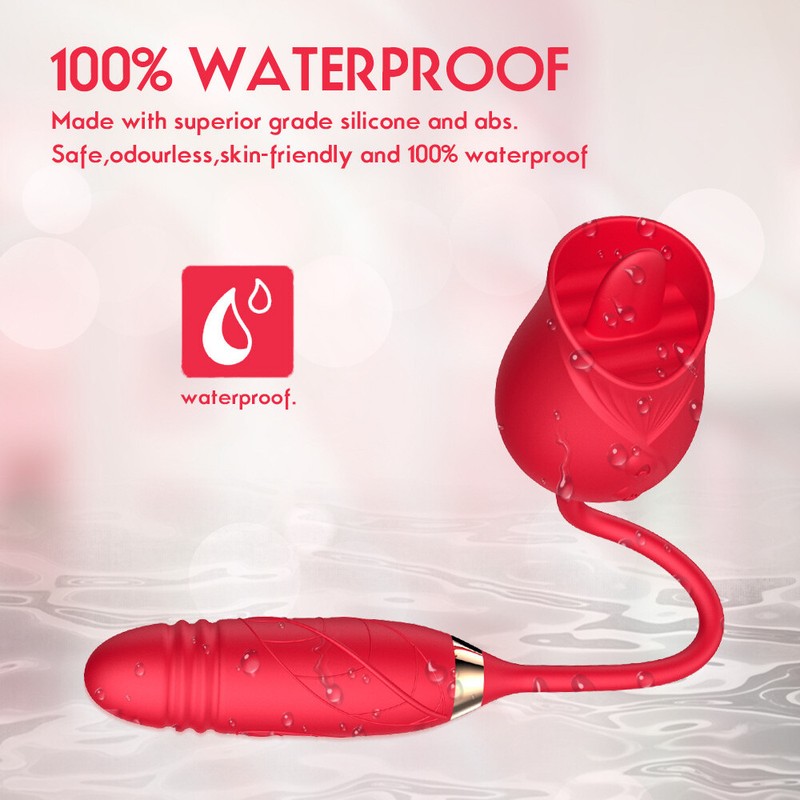 Oral Clit Licking Vibrator G-Spot Telescopic for Rose Dildo Women Adult Sex Toy gallery