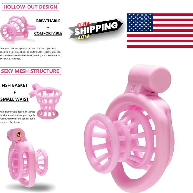 Negative Chastity Cage for Men Lightweight Nylon Sex Toy with Adjustable Rings