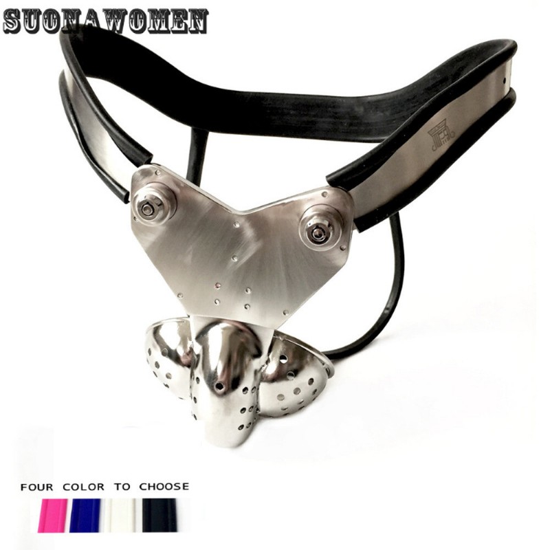 2025 Stainless Steel Male Chastity Belt Double Line Locking Curved Waist Scrotum gallery