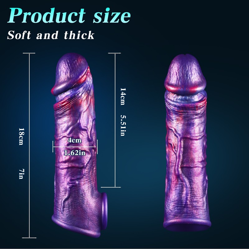 Gradient Color Penis Sheath Realistic Sleeve Cock Enlarger Enhancer Extender US