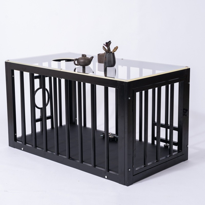 BDSM Bondage Set Doggy Bank Teach Love Furniture iron Cage Tea Table SM Sex Toys
