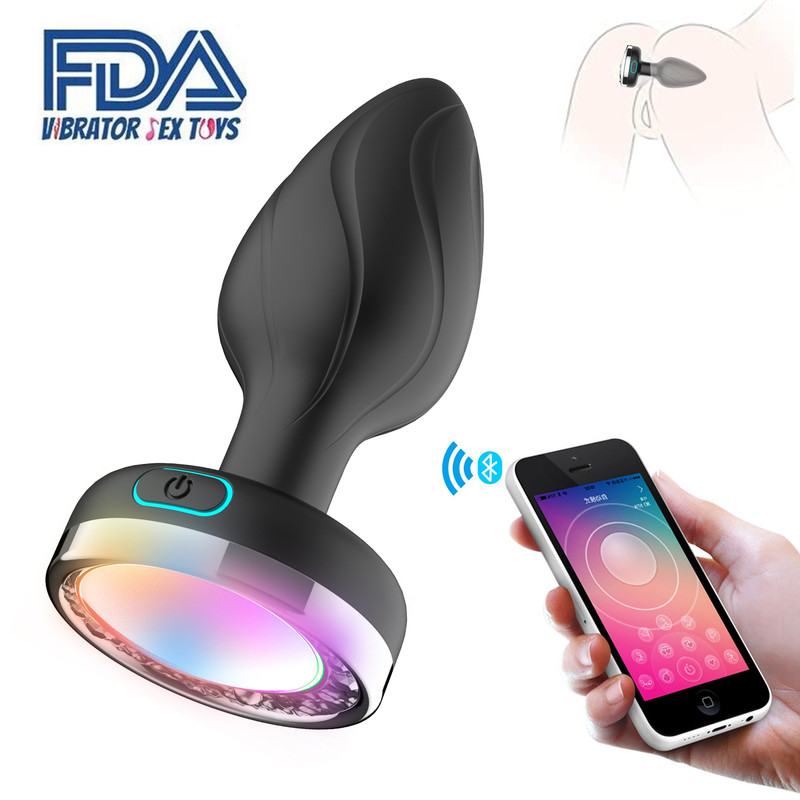 Vibrating Butt Plug Anal Plug with Flashing Light Base Anal Sex Toys for Women