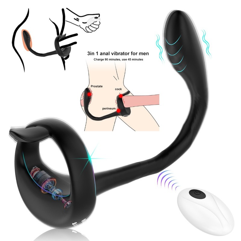 Male Vibrator Penis Cock Ring Anal Butt Plug Vibrator Prostate Massager Sex Toys