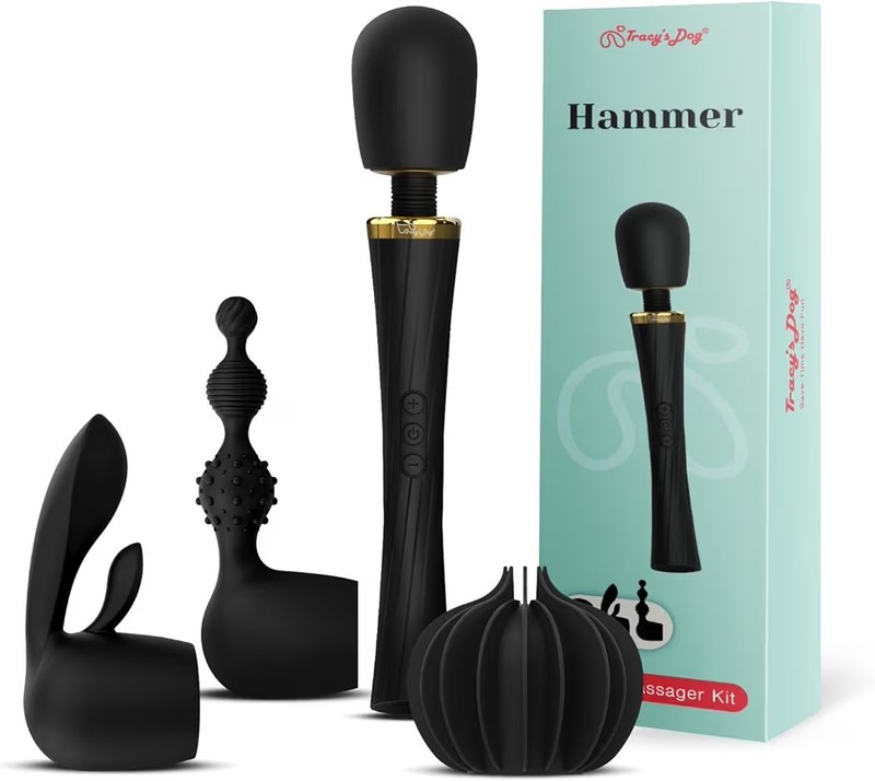 Tracy&rsquo;s Dog Wand Vibrator Kit for Women & Couples – Adult Sex Toys with 3 Silico
