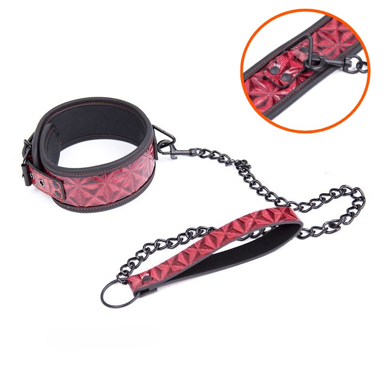 PU Leather Collar Bondage Restraint Neck Collar with Leash BDSM Fetish Sex Toys