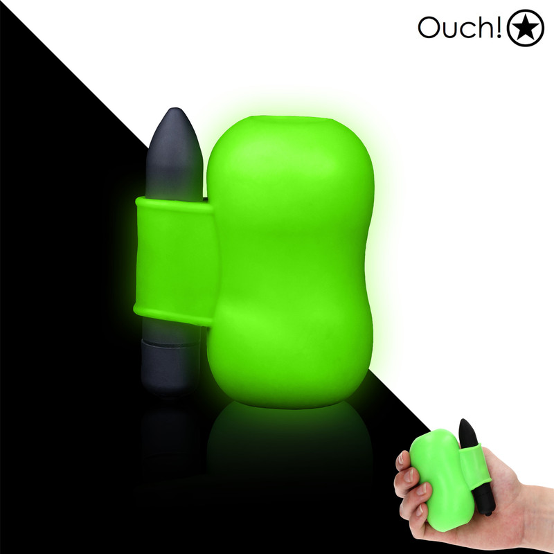 Ouch! Vibrating Masturbator – Fluo Glow in the Dark TPE Penis Stimulator