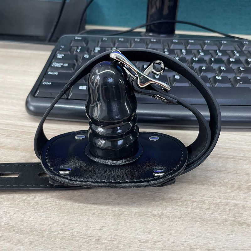 Mouth Gag with Short Dildo Penis Oral Open Mouth Belt Plug Fetish Black Sex Toys gallery