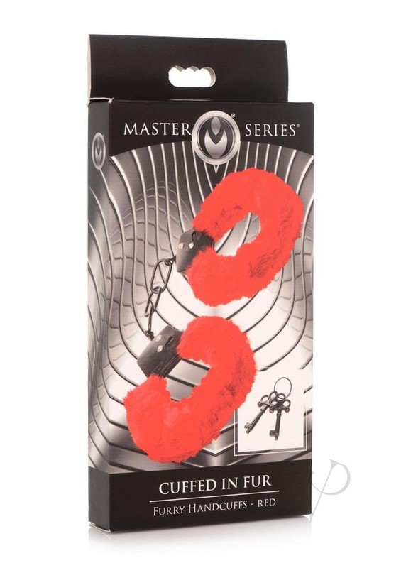 Master Series Cuffed in Fur Furry Handcuffs – Red