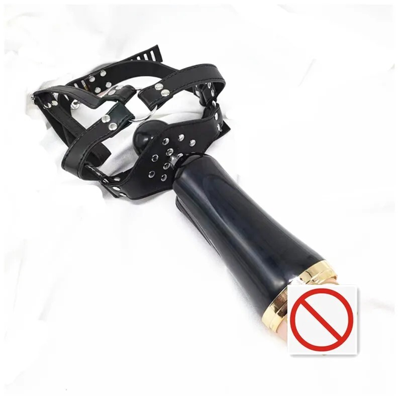 BDSM Harness Slave Masturbation cup + Asphyxia Gag Bondage Restraints Open Mouth