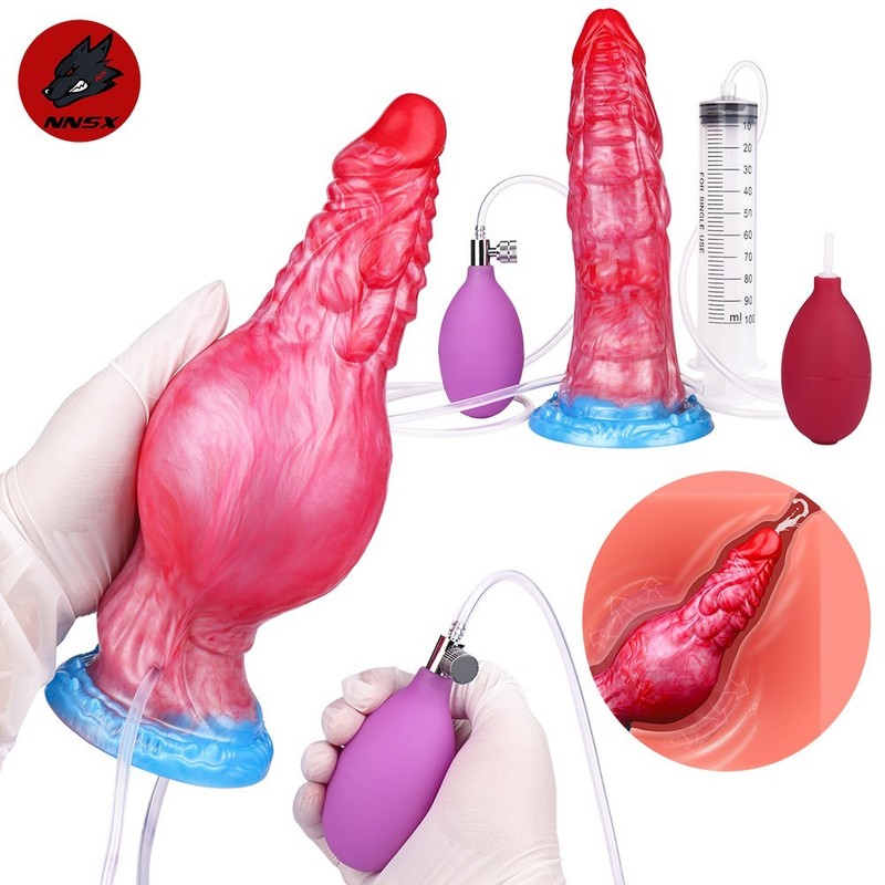 Fantasy Inflatable Squirting Dildo Soft Silicone with Ejaculation Adult Sex Toy