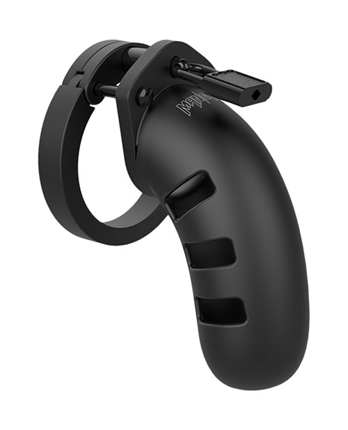 Shots America ManCage Model 21 Chastity Cage, 4.75&Prime; Black Silicone/Polycarbonate