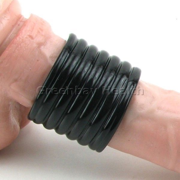 Stretchy Ribbed Thick Penis Ring Cock Cage Sleeve Girth Enhancer Enlarger