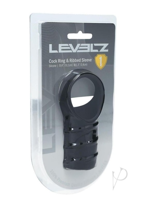 Levelz Silicone Cock Ring and Ribbed Sleeve – Black