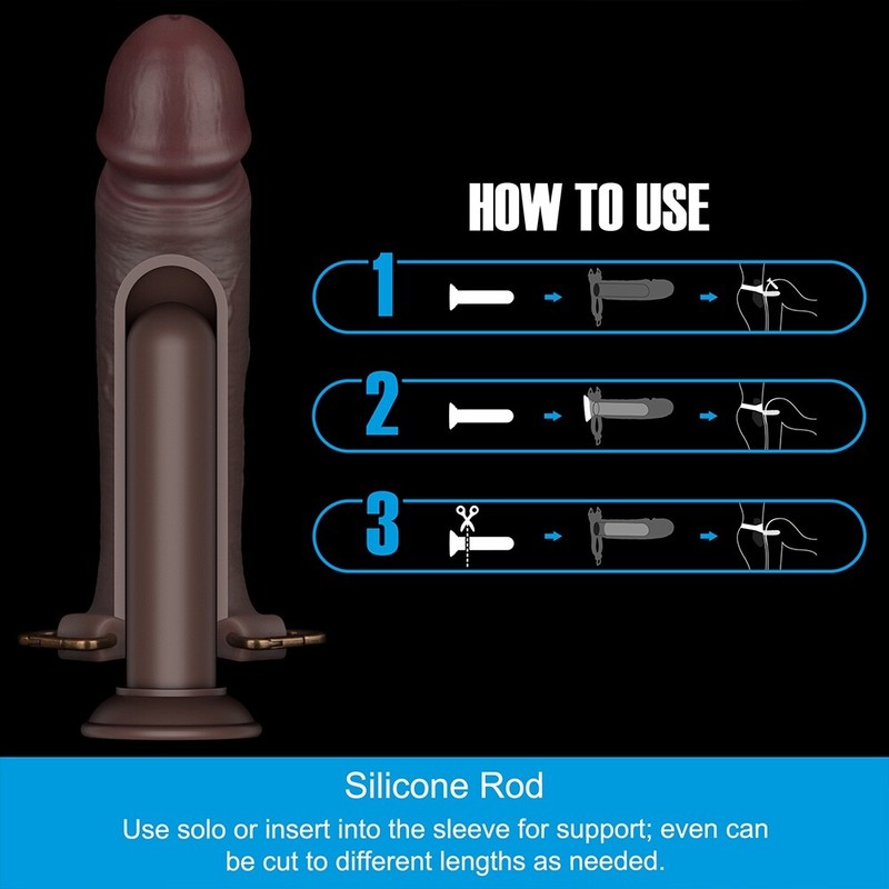 Unisex 9 inch Silicone Hollow Strap On Set with Support Rod & PU Leather Harness gallery