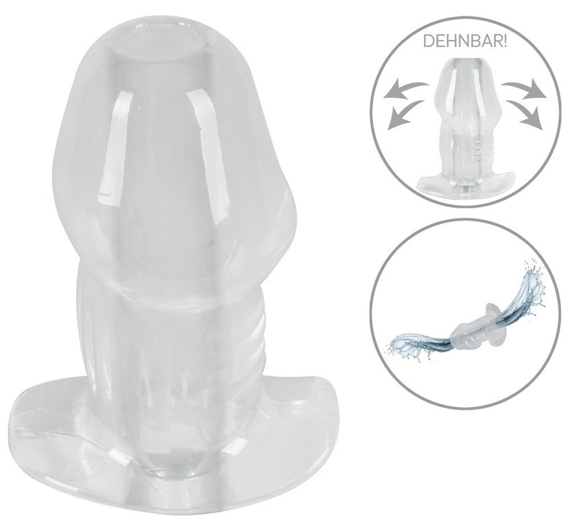 Transparent stretching silicone anal tunnel plug TPE YEARS 10.2 cm hollow
