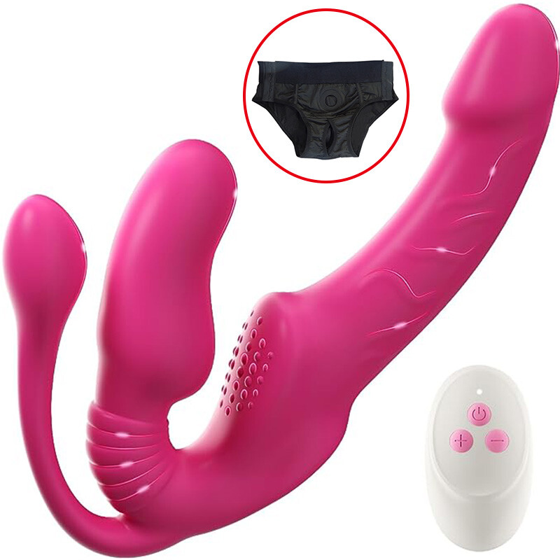 Triple Headed Ended Strapless Strap On Dildo Vibrator G-Spot Lesbian Sex Toys
