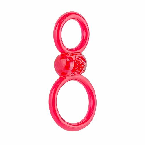 Ofinity Plus Super Stretchy Vibrating Double Silicone Cockring Waterproof Red gallery