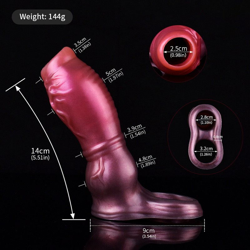 S M L Size Soft Silicone Fantasy Knot Dildo Sheath Ribbed Penis Sleeve Sex Toys
