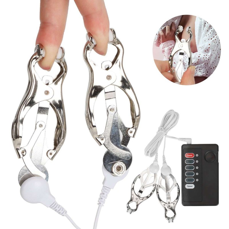 Adult Women Shock Nipple Clamps Electric Breast Clip Clit Clamp SM BDSM Toy NEW gallery