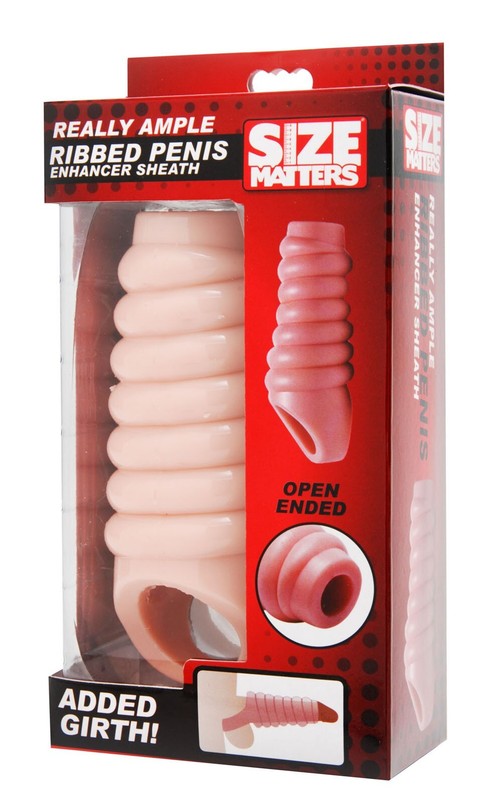 Size Matters Really Ample Ribbed Penis Enhancer Sheath Beige – Penis Sleeve